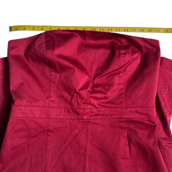 Size 12 NWT - Ann Taylor Red Strapless Floral Embroidered Dress - Picture 12 of 13